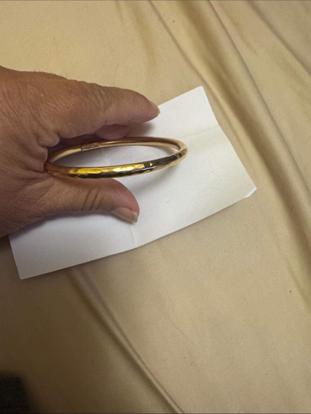 Hammered Gold-Tone Women's Bangle Bracelet